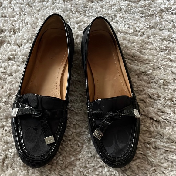 Coach Shoes - Coach Frida loafer black fabric w/logo patent trim women’s size 8.5 width M